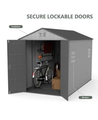 Durable Resin Outdoor Storage Shed With Floor And Double Doors