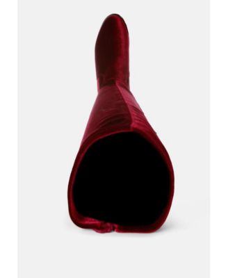 Womens Rumple Velvet Over The Knee Clear Heel Boots
