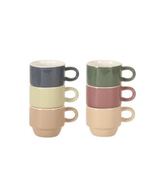 Gibson Elite Sensations 13 Piece Espresso Cup Set with Metal Rack, Stoneware Espresso Cups & Saucers, Stackable Coffee Set, Cafe Style