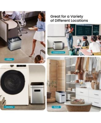 9 Gallon Slim Kitchen Trash Can with Open Top for Commercial Use, Stainless Steel, Silver