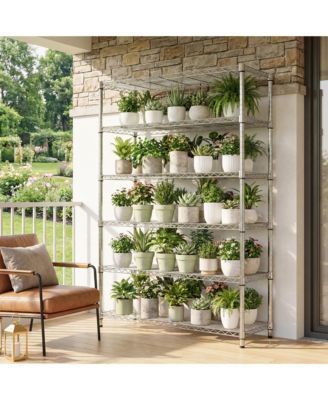 6 Tiers Storage Shelves - Heavy Duty Metal Wire Shelving Unit, Adjustable Storage Rack for Garage, Warehouse, 2100 lbs Capacity, Chrome