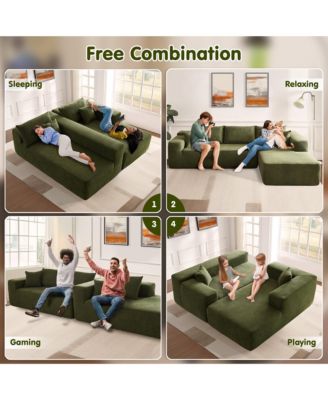 104" No Assembly Required Cloud Sectional Sofa, L-Shape Couch Chaise Lounge with Deep Seat and Wide Armrest for Living Room Bedroom