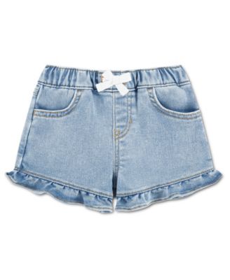 Baby Girls' Pull-On Denim Ruffle Shorts