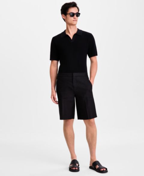 Мужские шорты Alfani Linen-Blend Utility Shorts, Macy's Exclusive, цвет: Глубокий чёрный