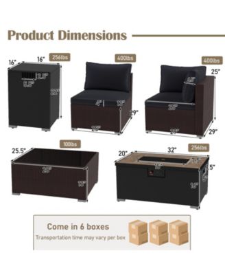 12 PCS Furniture Set w/ 32'' Fire Pit Table and Propane Tank Cover Outdoor