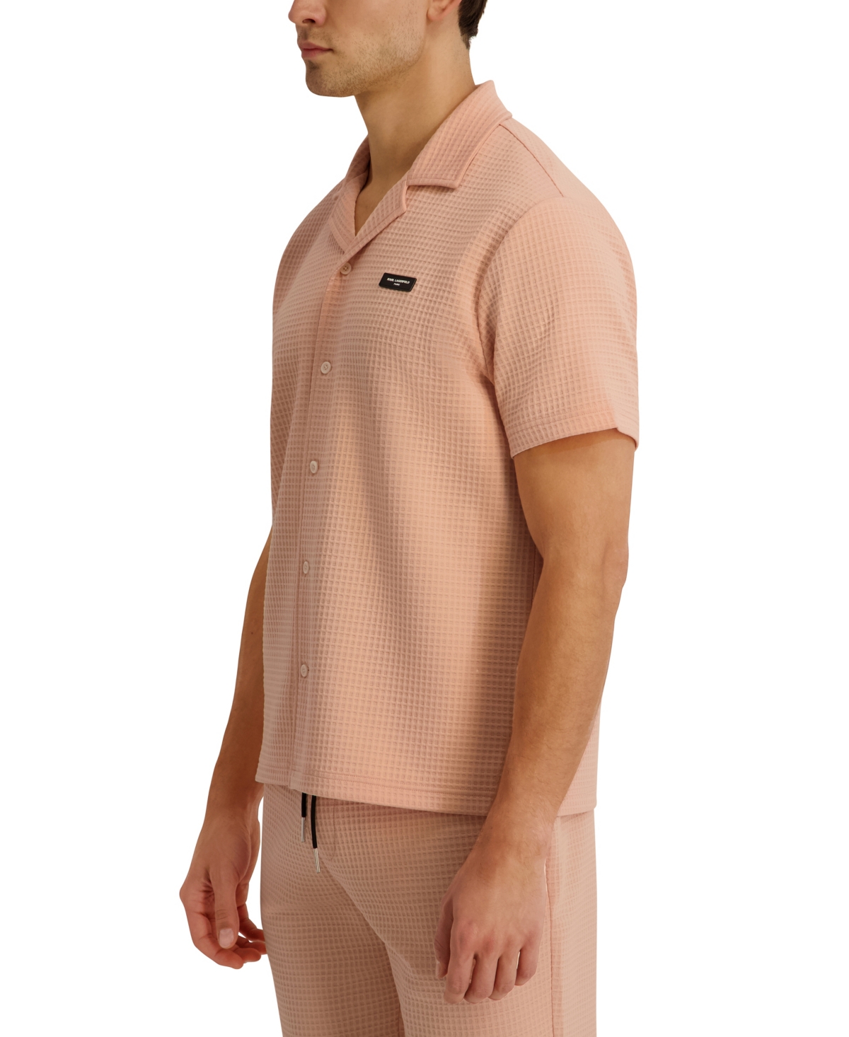 Karl Lagerfeld Paris Men's Textured Knitted Short-Sleeve Shirt