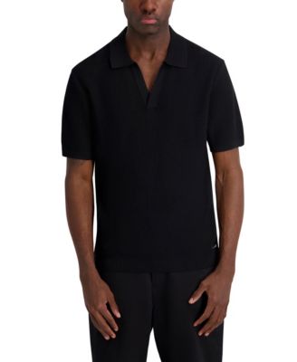 Men's Open Weave Johnny Collar Polo Shirt