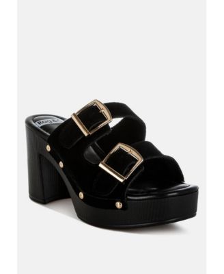 Rag and Co Womens Zoane Studded Dual Buckle Platform Clogs