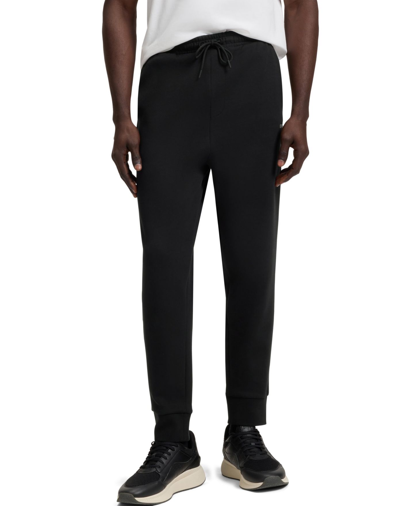 Мужские брюки Hugo Boss Logo Print Tracksuit Bottoms, цвет: Чёрный — фото 1