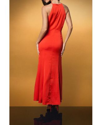 Women's Diamante Bow Halter Maxi Dress