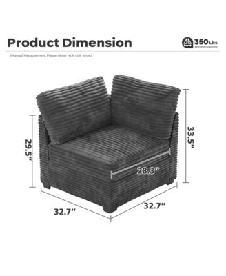 Modular Sectional Sofa Armrest Seat Module, 32.7" Armrest Seat for DIY Combination L U V Shaped, Plush Corduroy Loveseat Chair for Living Room
