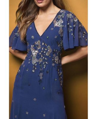 Women's Floral Embellished Midi Dress