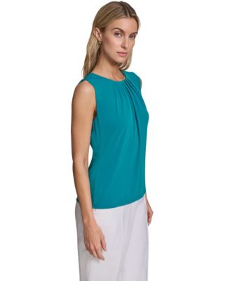 Women's Sleeveless Pleated Neck Camisole Top