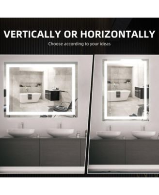 LED Bathroom Mirror with Front and Backlit Lights,Anti-Fog Lighted Vanity Mirror, Stepless Dimmable, 3-Color Modes