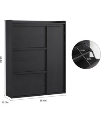 Cabinet with 3 Flip Drawers and Side Door Hidden Shoe Organizer with Adjustable Shelves Freestanding Wooden Shoe Cabinet.