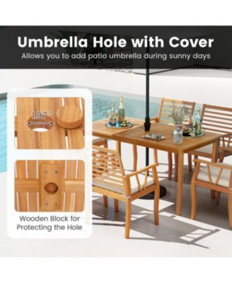 Outdoor 3-Piece Dining Set with Acacia Wood Table & Benches