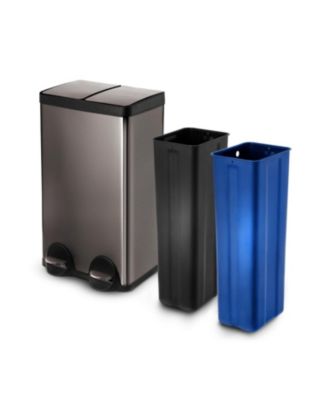 16 Gallon Dual Trash and Recycling Can with Removable Liners and Soft Close Lids, Stainless Steel