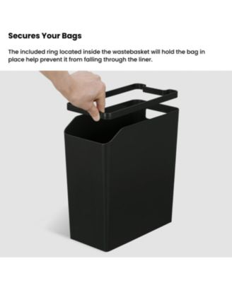 2-Pack 2 Gallon Slim Rectangular Trash Cans with Open Top Lids