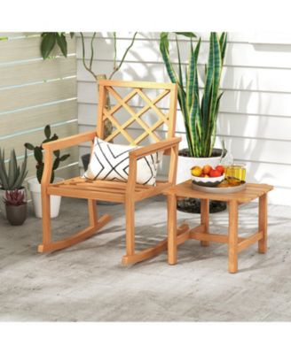 Patio Teak Wood Side Table with Slatted Top for Yard or Garden