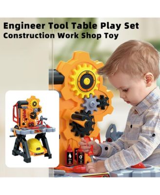 48-Piece Kids Tool Set with Workbench & Helmet – Engineer Pretend Play Construction Toys