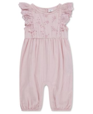 Baby Girls' Flutter Sleeve Eyelet Jumpsuit