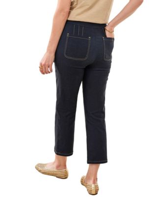 Women's Denim-Look Bengaline Kick Flare Capri Jeans