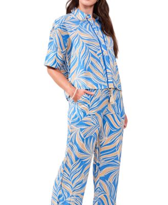 Women's Printed Loop-Stitch Button Camp Shirt