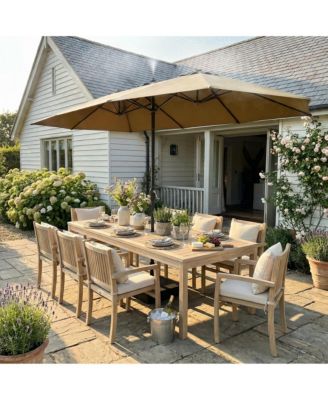 15 ft. Double Sided Umbrella Outdoor Patio Umbrella with Spray System, Base and Sand Bag