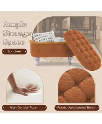 Upholstered Storage Fringe Bench Ottoman Furniture
