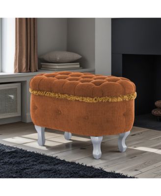 Upholstered Storage Fringe Bench Ottoman Furniture