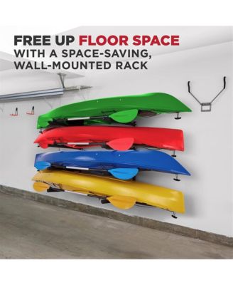 Wall Kayak Storage Rack with Adjustable Heavy Duty Arms for Secure Indoor Garage Mount