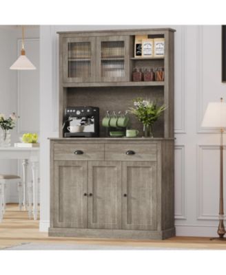 Tall Storage Cabinet - Freestanding Kitchen Pantry Cabinet with Drawers and Adjustable Shelves.