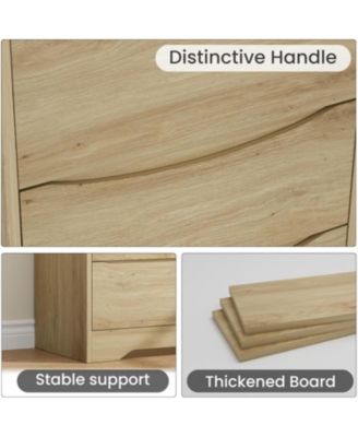 Wooden Dresser with 3 Drawers, Tall Modern Closet with Deep Storage, Large Chest of Drawers with Wide Top, Long Storage Dresser for Bedroom