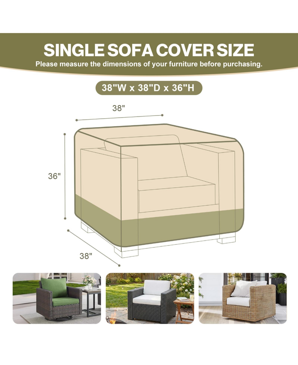 Aoodor Heavy Duty Patio Chair Cover