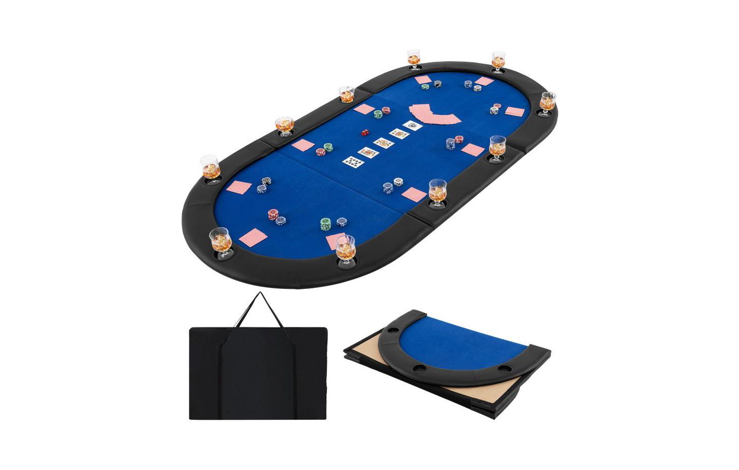 Детские игрушки HONGGE Portable 84 x 42 Inch 10-Player Foldable Padded Poker Table Top-Blue, цвет: Синий — фото 1