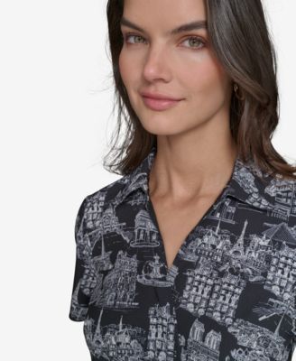 Women's Paris Toile Tie-Waist Dress