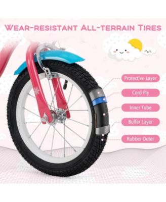 14 Inch Girls Bike with Doll Seat and Training Wheels for 3-5 Years