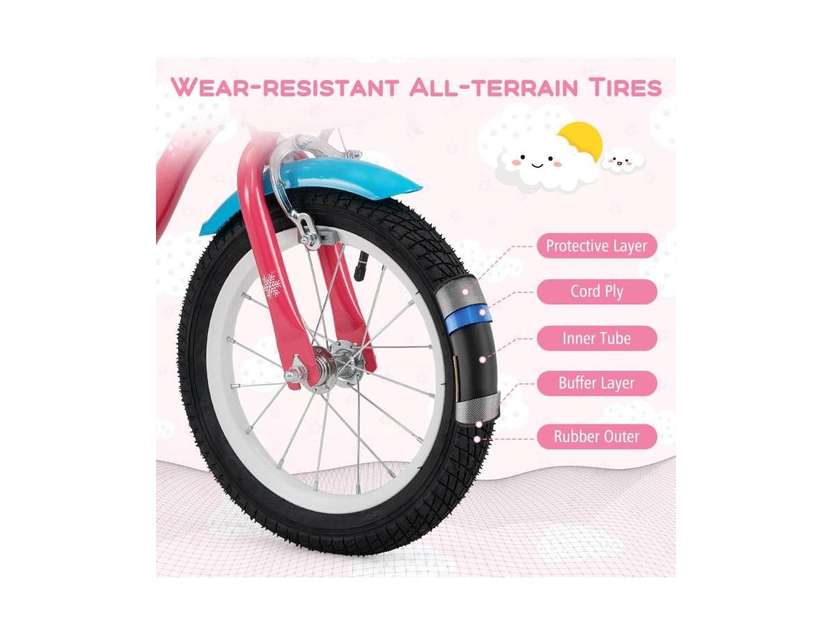 Hongge Inch Girls Bike with Doll Seat and Training Wheels for 3-5 Years