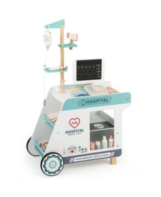 Pretend Play Doctor Kit for Toddlers with Wooden Cart