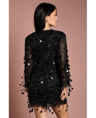 Women's Sequin Tassel Mini Dress