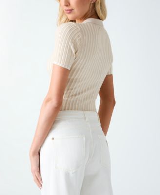 Women's Regina Short-Sleeve Polo Lace-Up Sweater