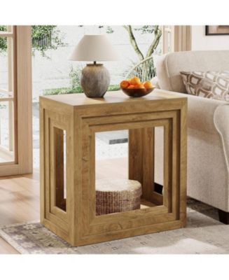 Tribesigns Farmhouse End Table with 2-Tier Storage, 24 Inches - Macy's