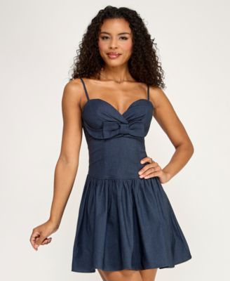 Juniors' Sweetheart Neck Corset Mini Dress