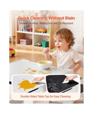 Wooden Kids Table and 2 Chairs Set with Storage Space