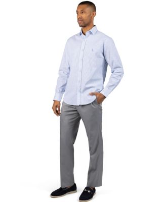 Men's Yarn Dyed Linen Stripe Long Sleeve Shirt