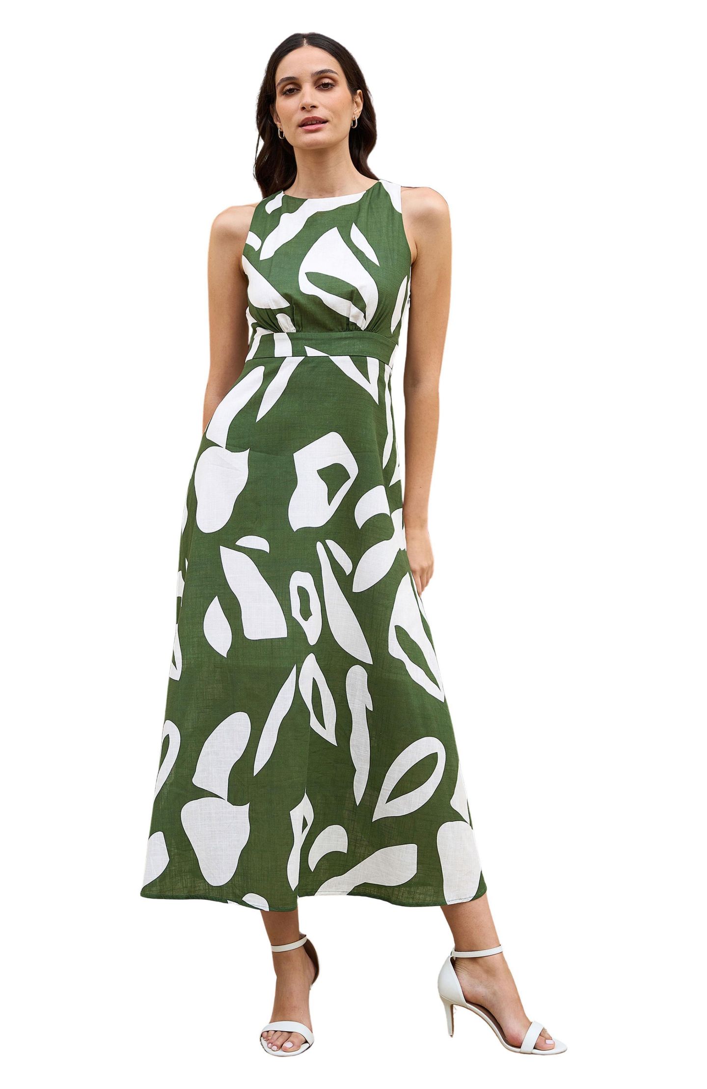 Женское платье Yumi Cotton Abstract Print Maxi, цвет: Зелёный — фото 1