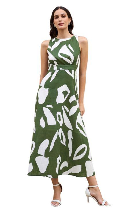 Женское платье Yumi Cotton Abstract Print Maxi, цвет: Зелёный