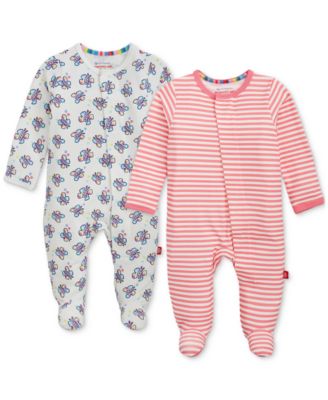 Baby Girls' Long-Sleeve Striped-Print Coverall, 2- Pack