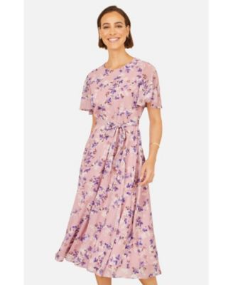 Women's Blossom Print Midi Skater Dress