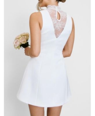 Women's Lace High Neck A-line Mini Dress